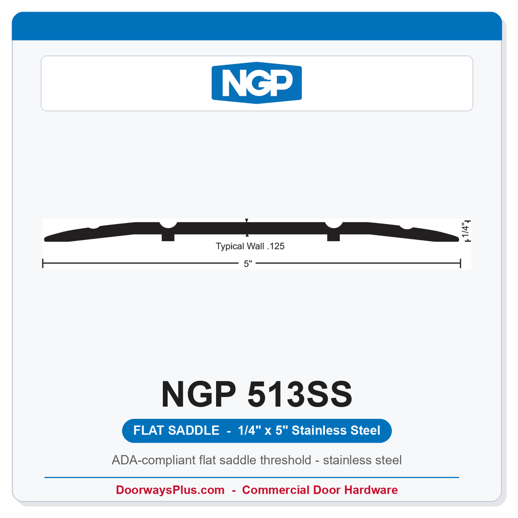 NGP 513SS Flat Saddle Threshold 5" x 1/4" Stainless Steel | National Guard