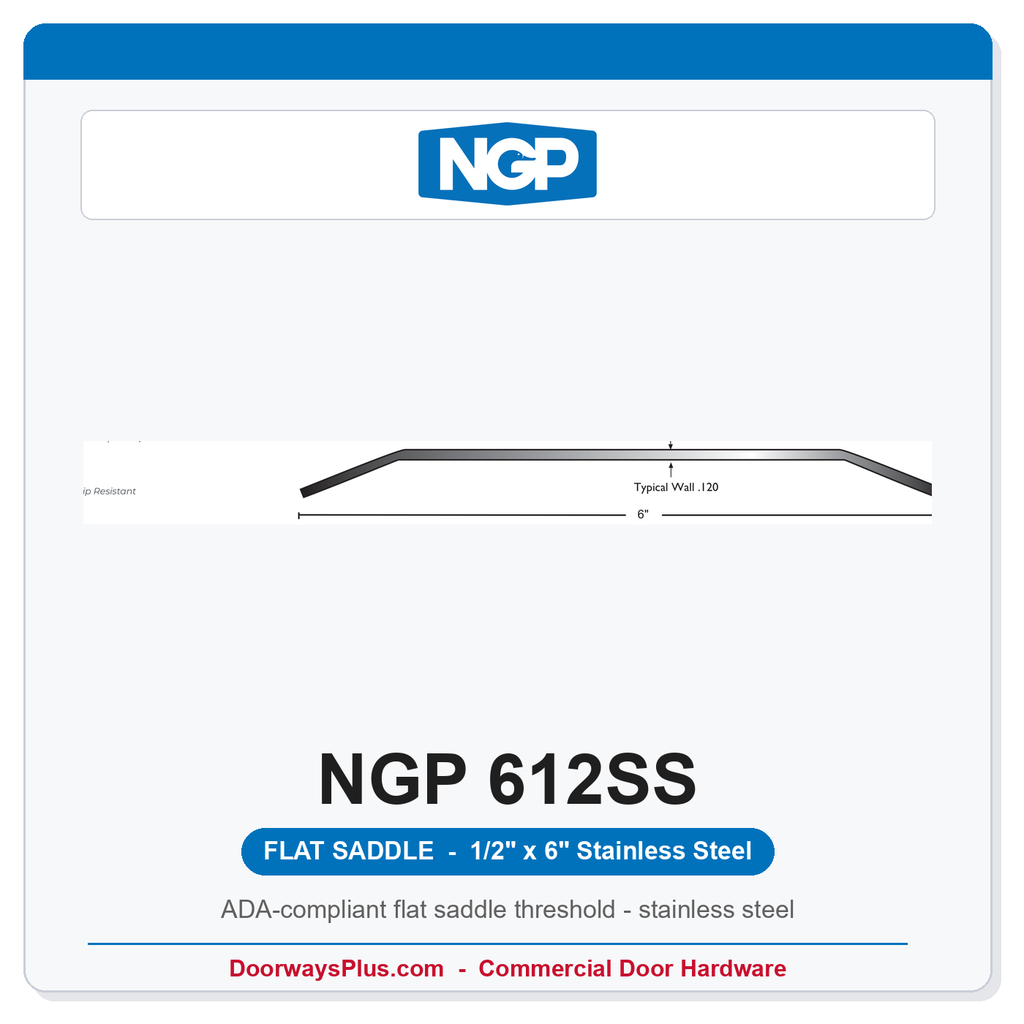 NGP 612SS Flat Saddle Threshold 6" x 1/2" Stainless Steel | National Guard