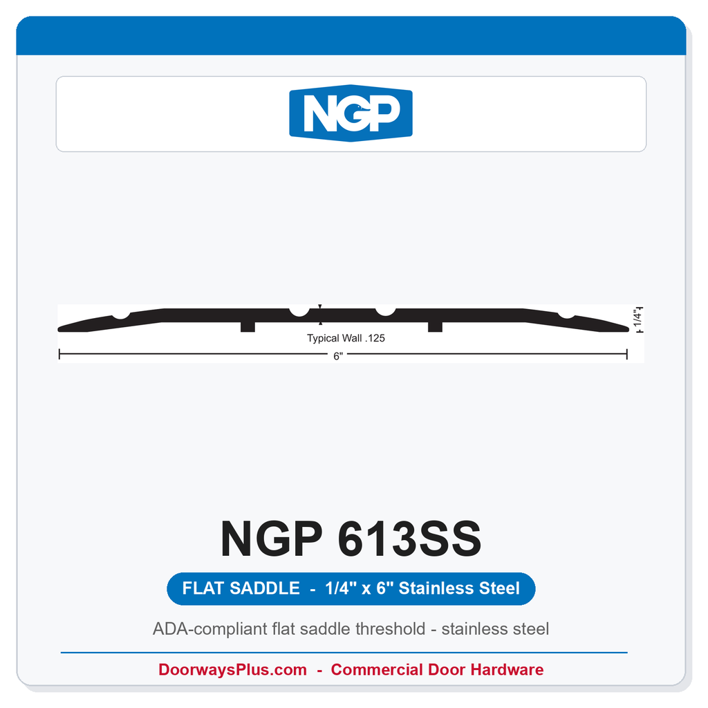 NGP 613SS Flat Saddle Threshold 6" x 1/4" Stainless Steel | National Guard
