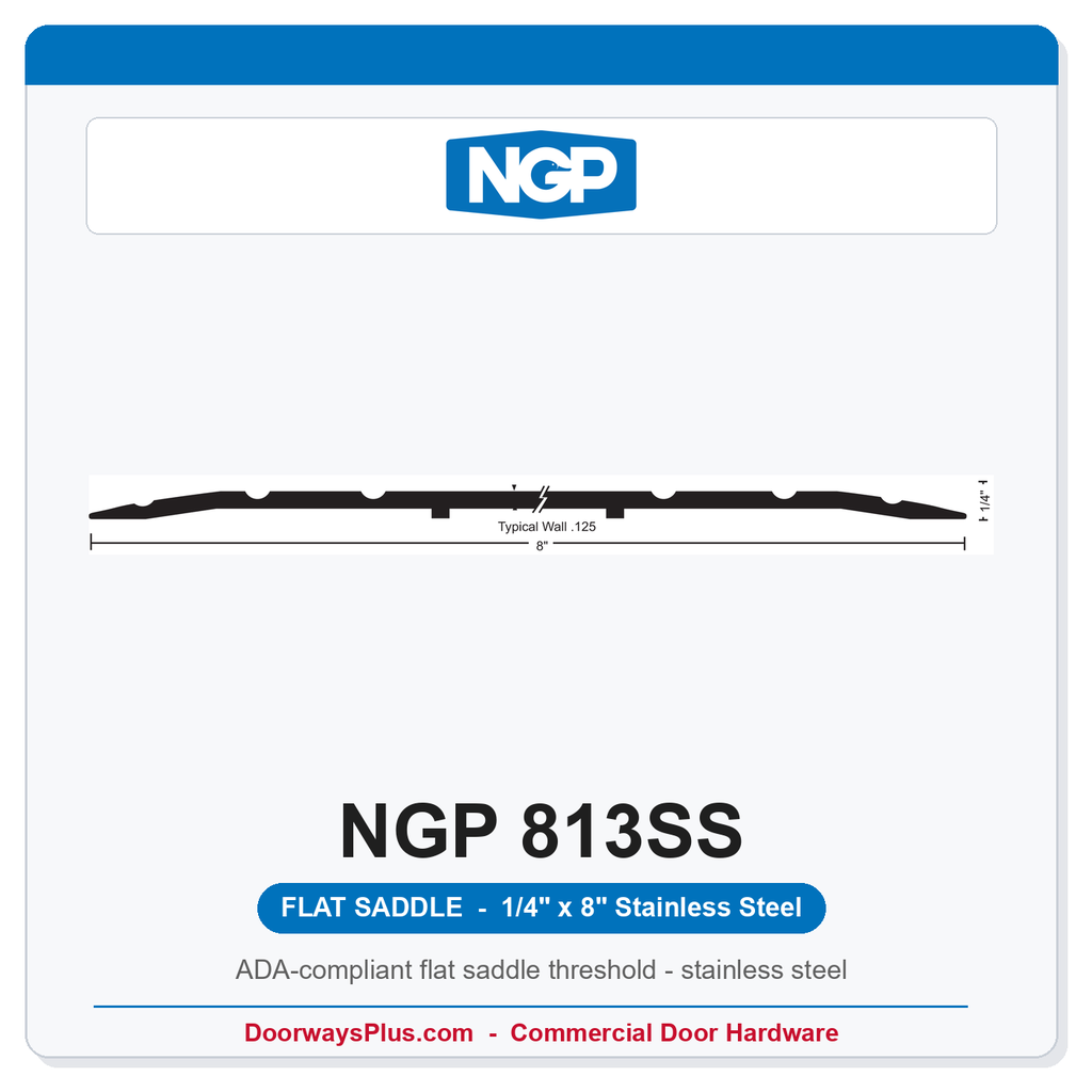 NGP 813SS Flat Saddle Threshold 8" x 1/4" Stainless Steel | National Guard