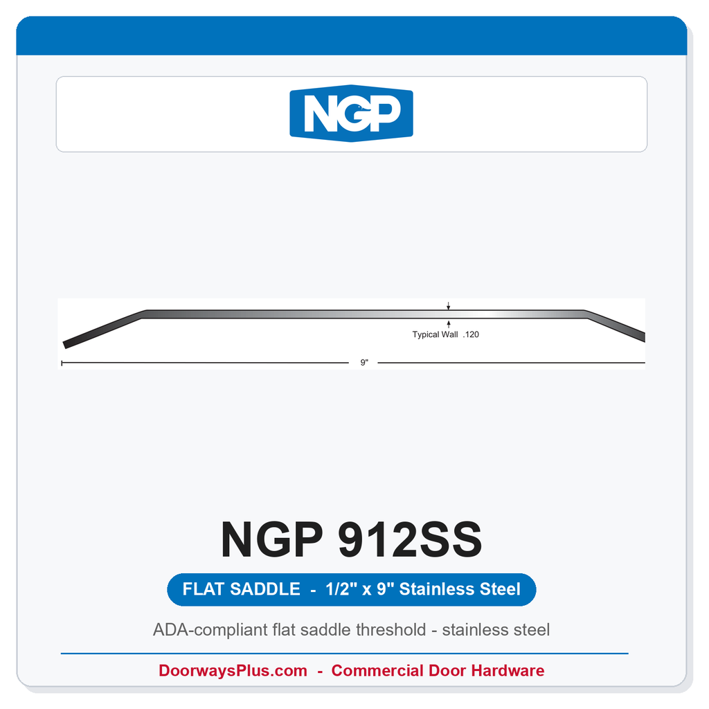 NGP 912SS Flat Saddle Threshold 9" x 1/2" Stainless Steel | National Guard