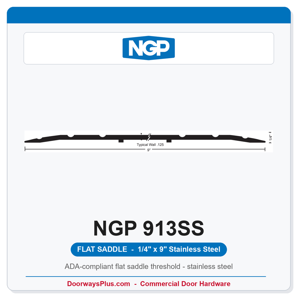 NGP 913SS Flat Saddle Threshold 9" x 1/4" Stainless Steel | National Guard