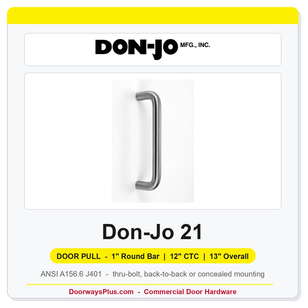 Don-Jo 21 1" Round Bar Door Pull | 12" CTC