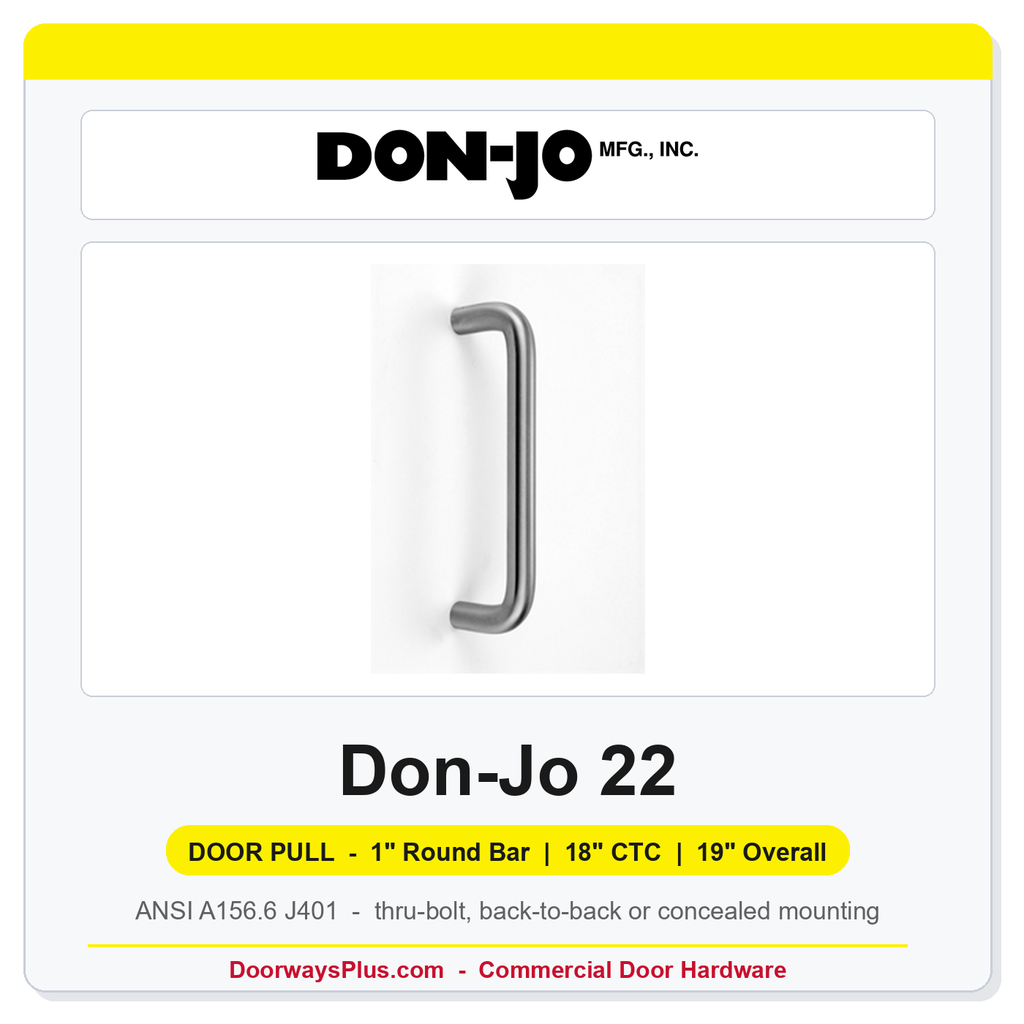 Don-Jo 22 1" Round Bar Door Pull | 18" CTC