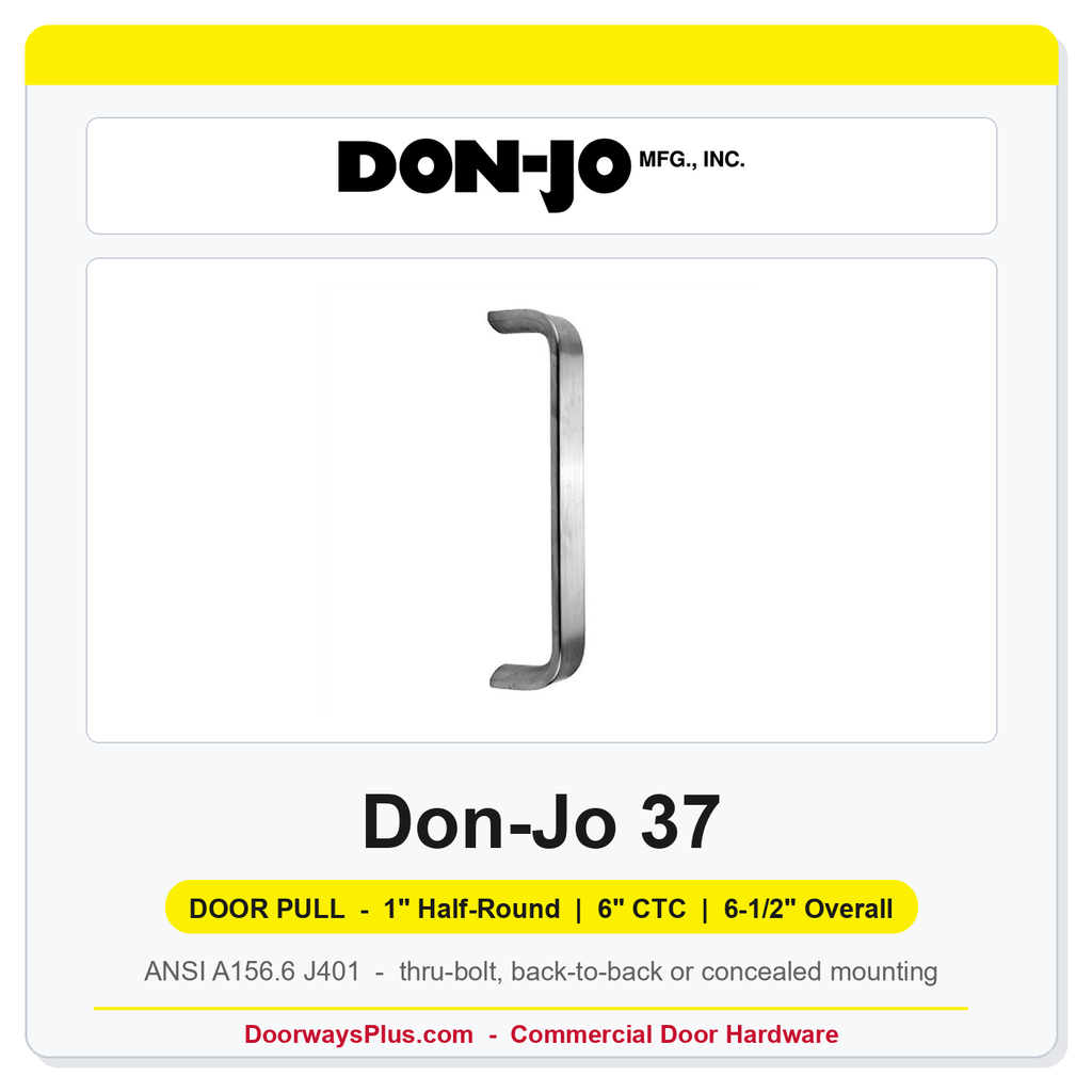 Don-Jo 37 1" Half-Round Door Pull | 6" CTC