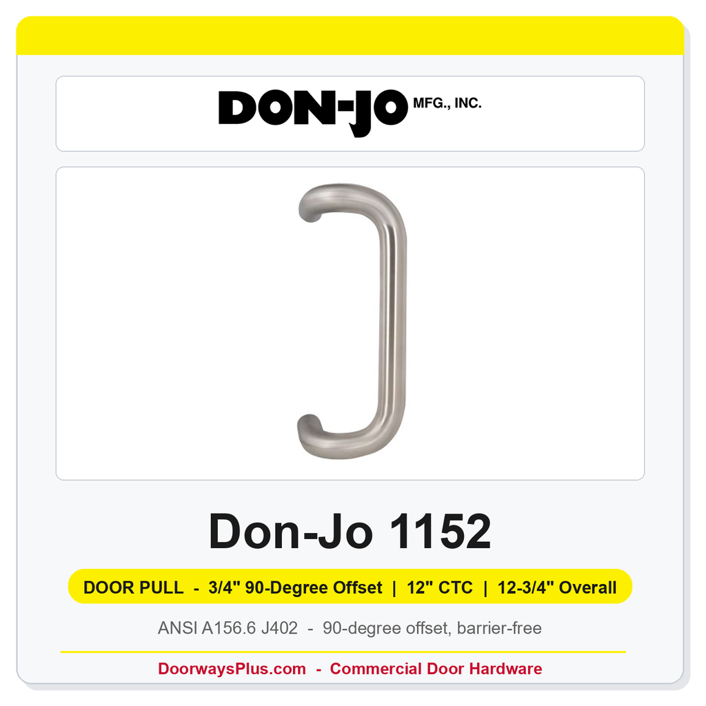 Don-Jo 1152 3/4" 90-Degree Offset Door Pull | 12" CTC