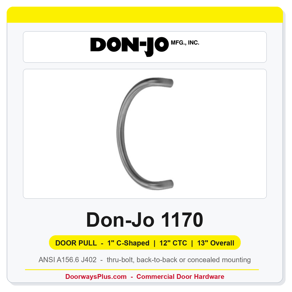 Don-Jo 1170 1" C-Shaped Door Pull | 12" CTC