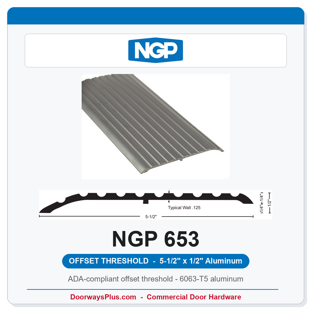 NGP 653 Offset Threshold 5-1/2" x 1/2" | ADA Fire-Rated Aluminum | National Guard