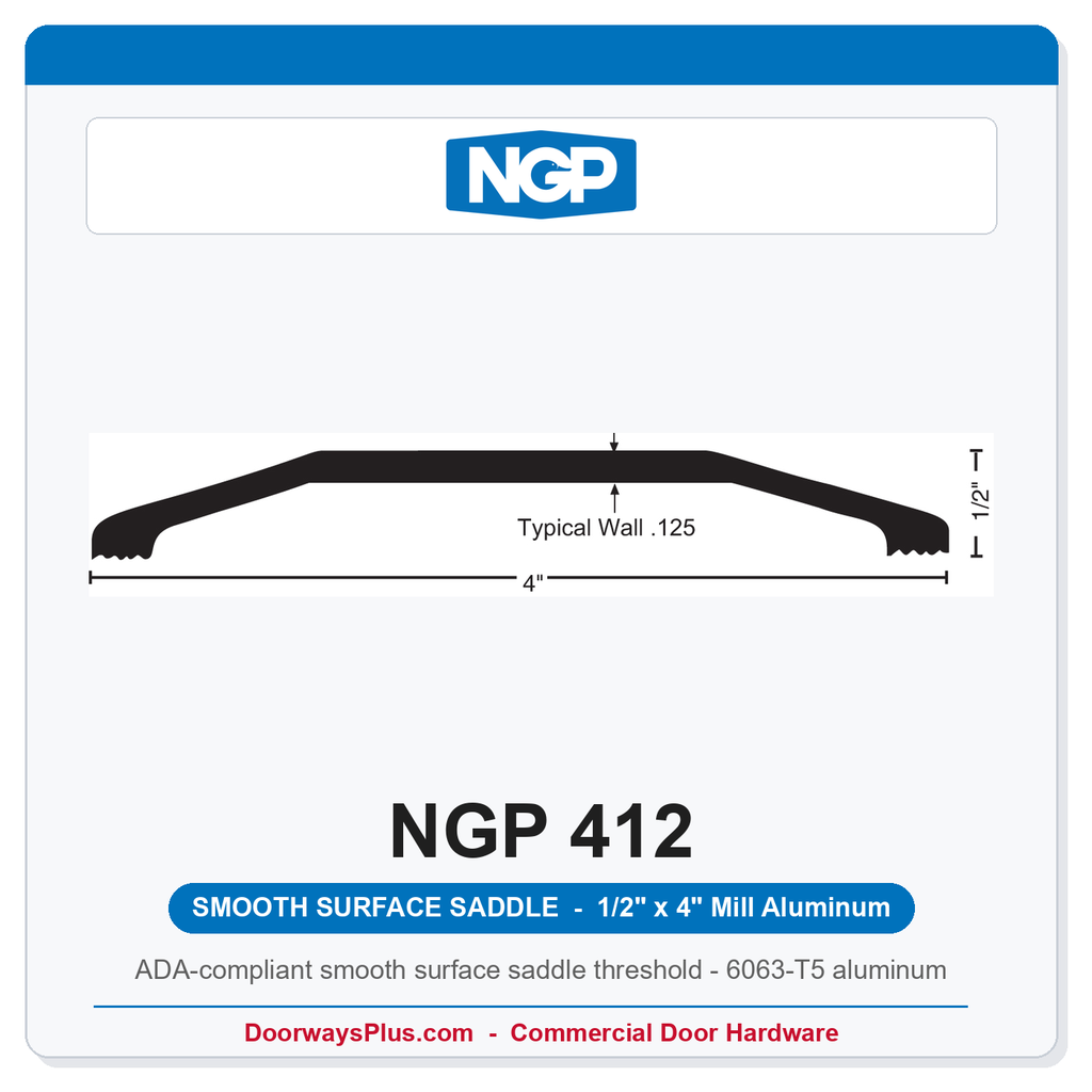 NGP 412 Smooth Surface Saddle Threshold 4" x 1/2" Aluminum | National Guard