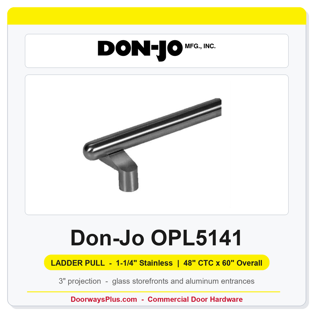Don-Jo OPL5141 Offset Ladder Pull | 1-1/4" Stainless | 48" CTC x 60" Overall