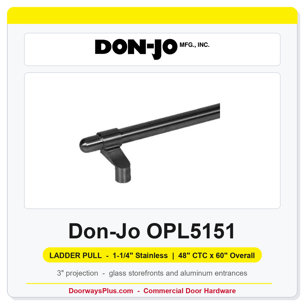 Don-Jo OPL5151 Offset Ladder Pull with Collar | 1-1/4" Stainless | 48" CTC x 60" Overall