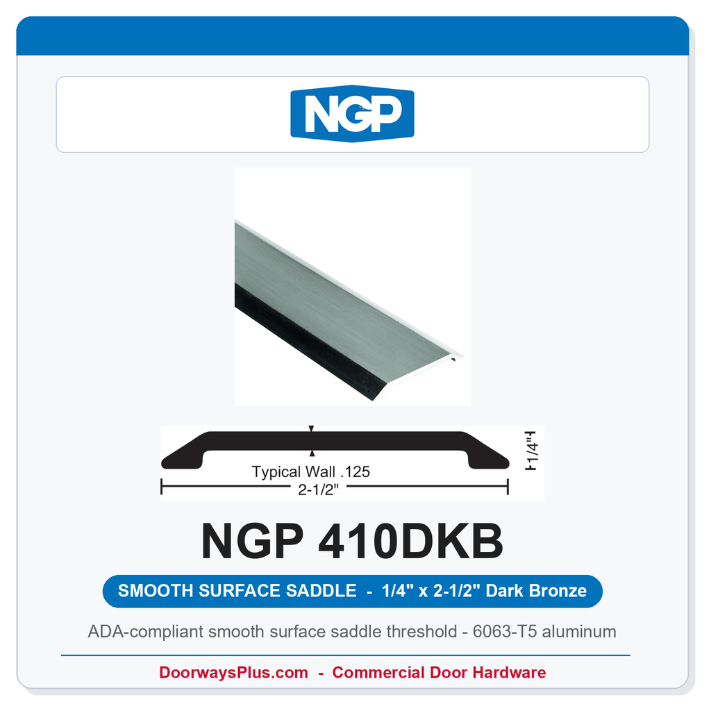NGP 410DKB Smooth Surface Saddle Threshold 2-1/2" x 1/4" Dark Bronze | National Guard