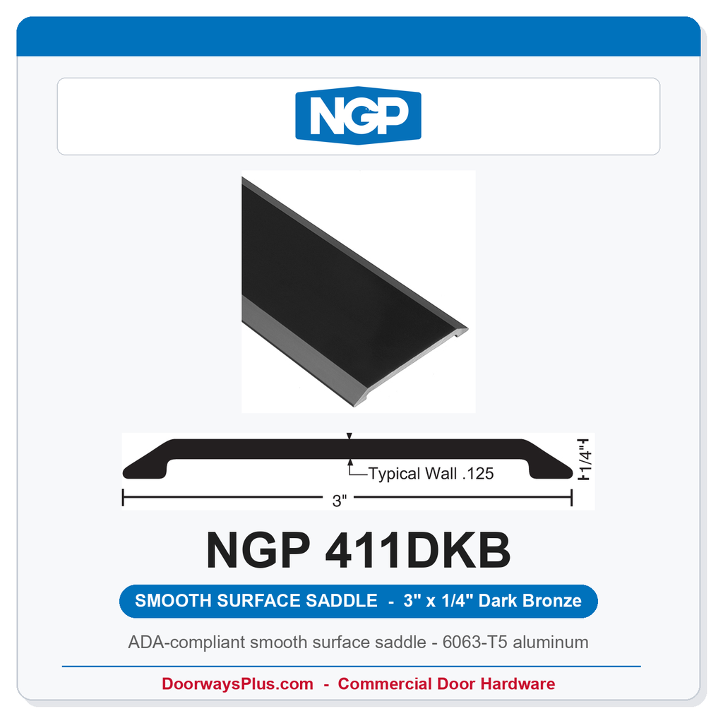 NGP 411DKB Smooth Saddle Threshold 3" x 1/4" Dark Bronze | National Guard