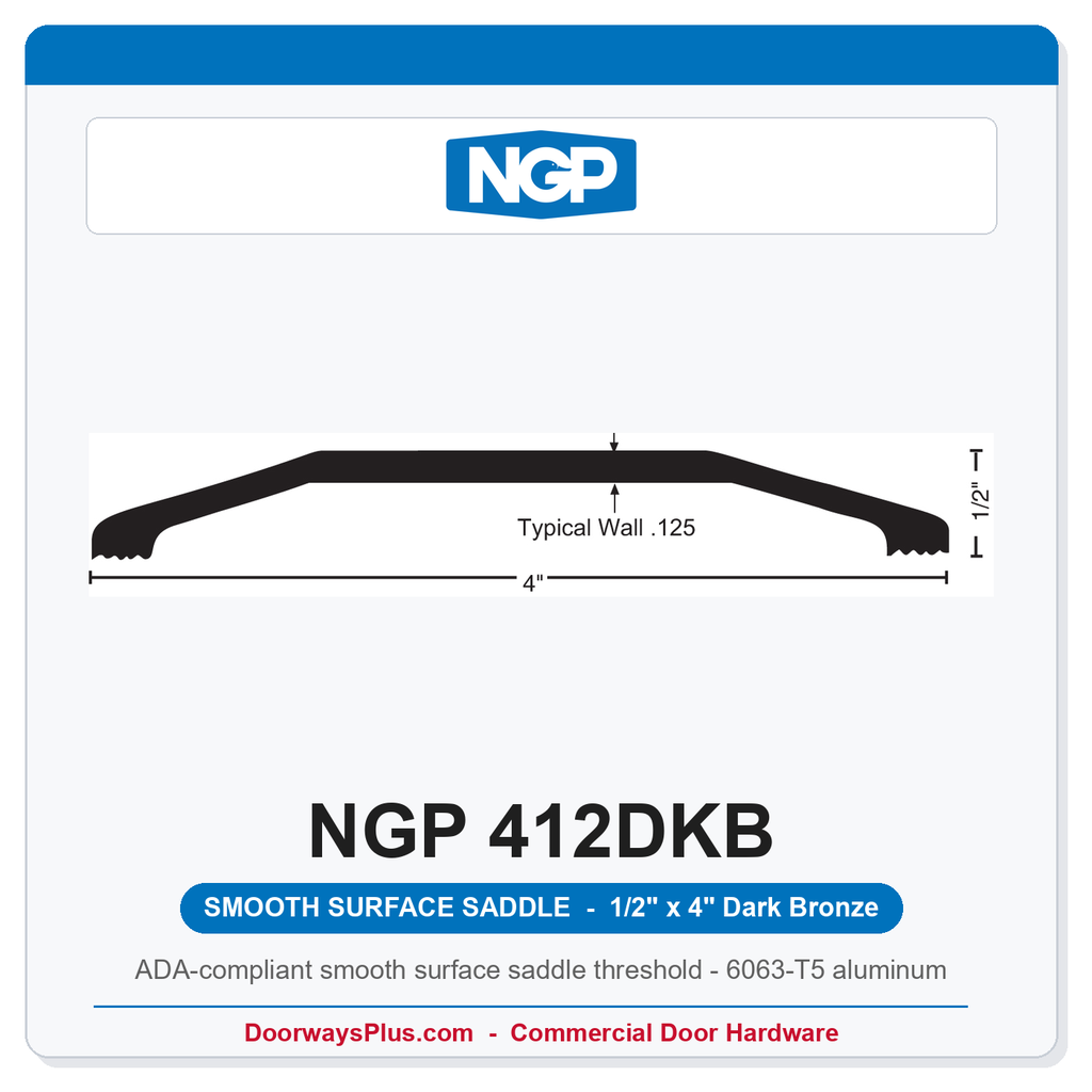 NGP 412DKB Smooth Surface Saddle Threshold 4" x 1/2" Dark Bronze | National Guard