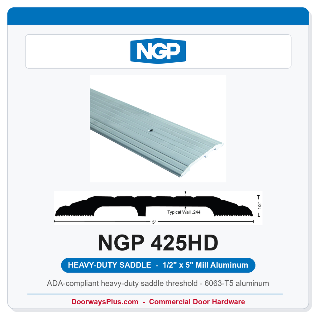 NGP 425HD Heavy-Duty Saddle Threshold 5" x 1/2" Aluminum | National Guard