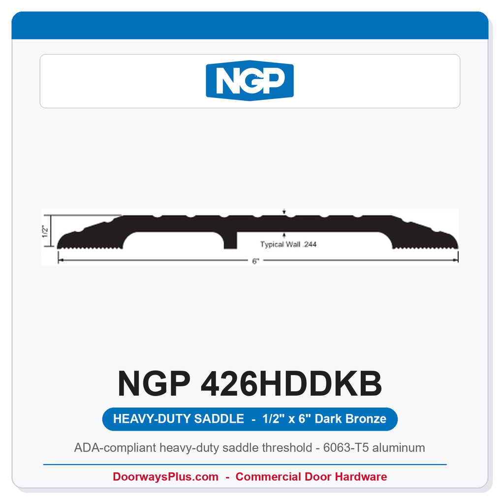 NGP 426HDDKB Heavy-Duty Saddle Threshold 6" x 1/2" Dark Bronze | National Guard