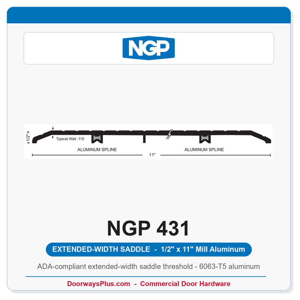 NGP 431 Extended-Width Saddle Threshold 11" x 1/2" Aluminum | National Guard