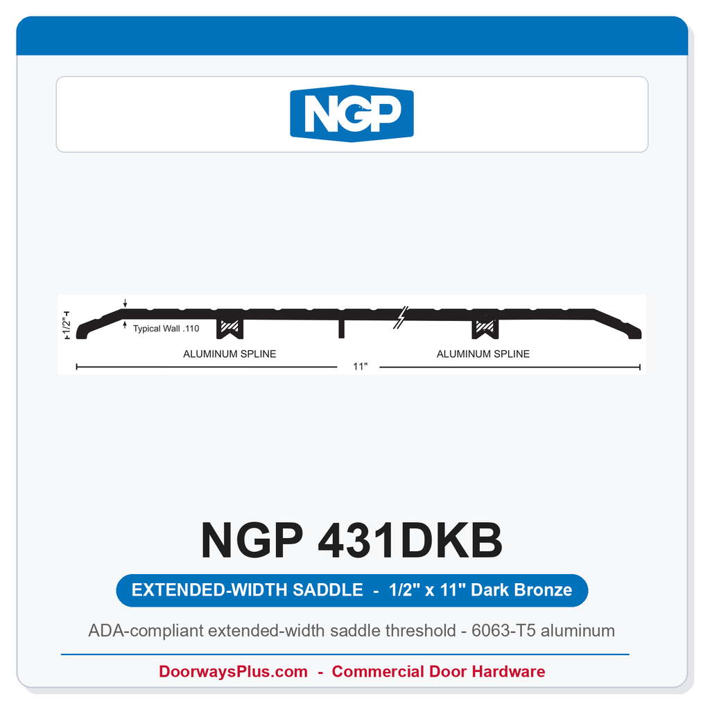 NGP 431DKB Extended-Width Saddle Threshold 11" x 1/2" Dark Bronze | National Guard