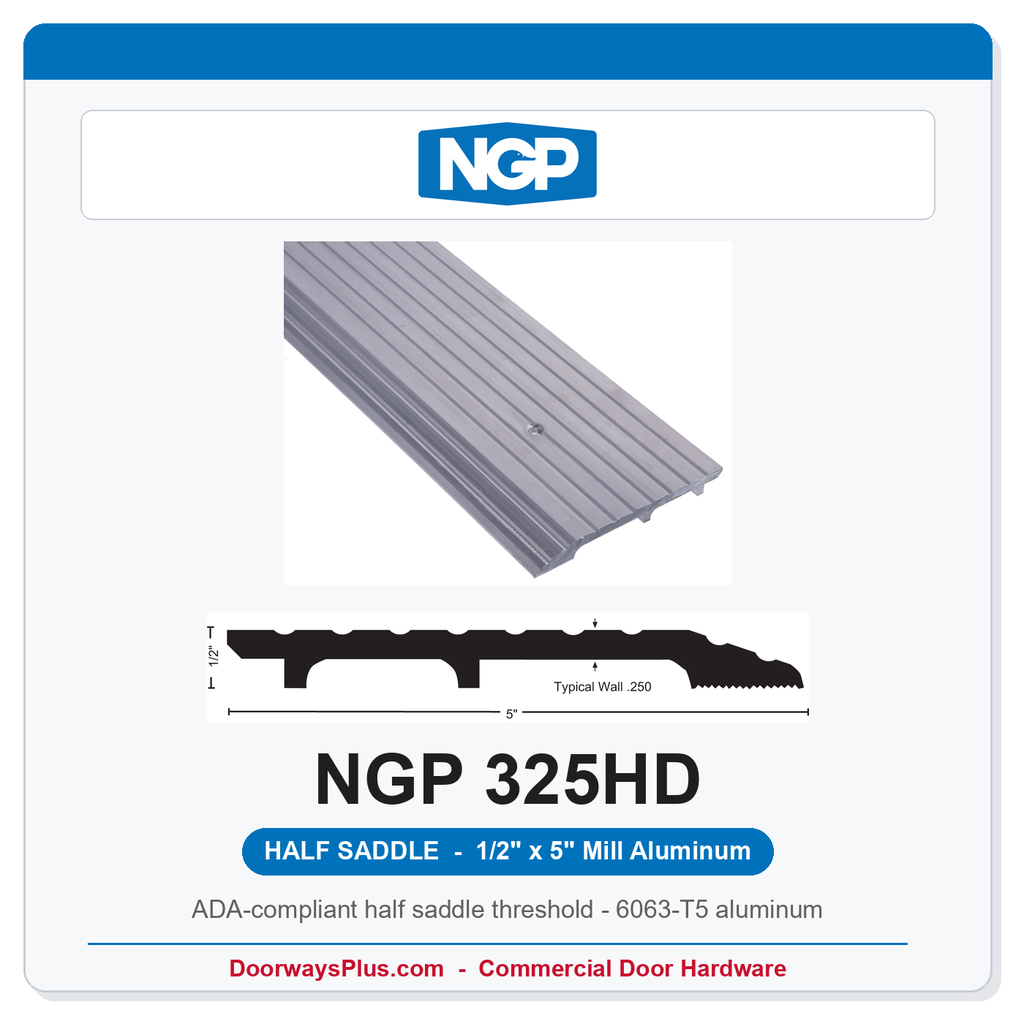 NGP 325HD Half Saddle Threshold 5" x 1/2" Aluminum | National Guard