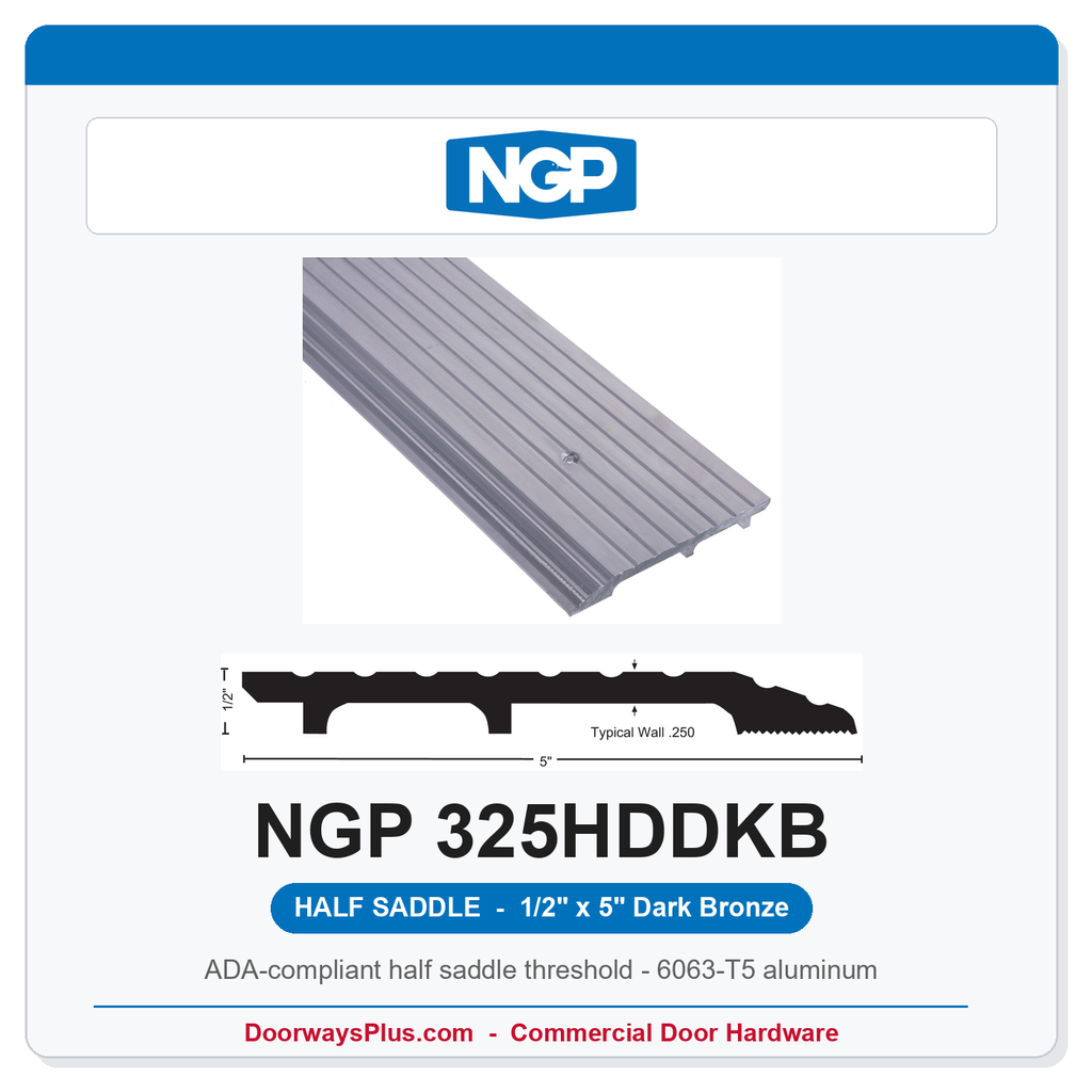 NGP 325HDDKB Half Saddle Threshold 5" x 1/2" Dark Bronze | National Guard