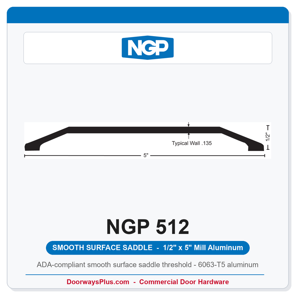 NGP 512 Smooth Surface Saddle Threshold 5" x 1/2" Aluminum | National Guard