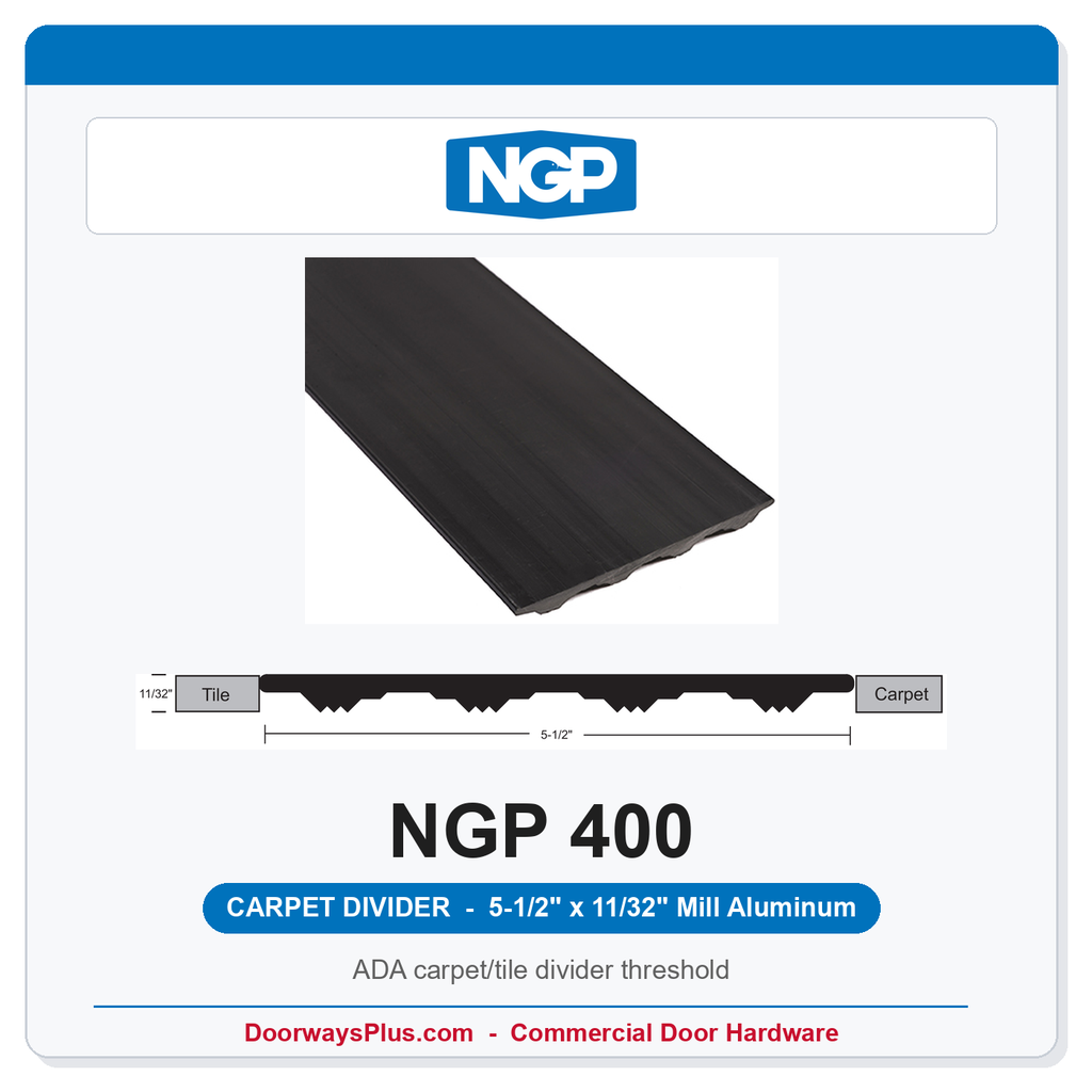 NGP 400 Carpet Divider Threshold 5-1/2" x 11/32" Mill Aluminum | National Guard Products