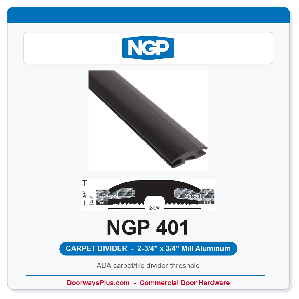 NGP 401 Carpet Divider Threshold 2-3/4" x 3/4" Mill Aluminum | National Guard Products