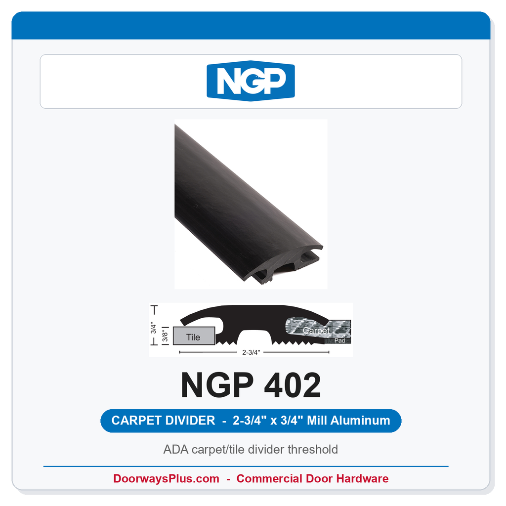 NGP 402 Carpet Divider Threshold 2-3/4" x 3/4" Mill Aluminum | National Guard Products