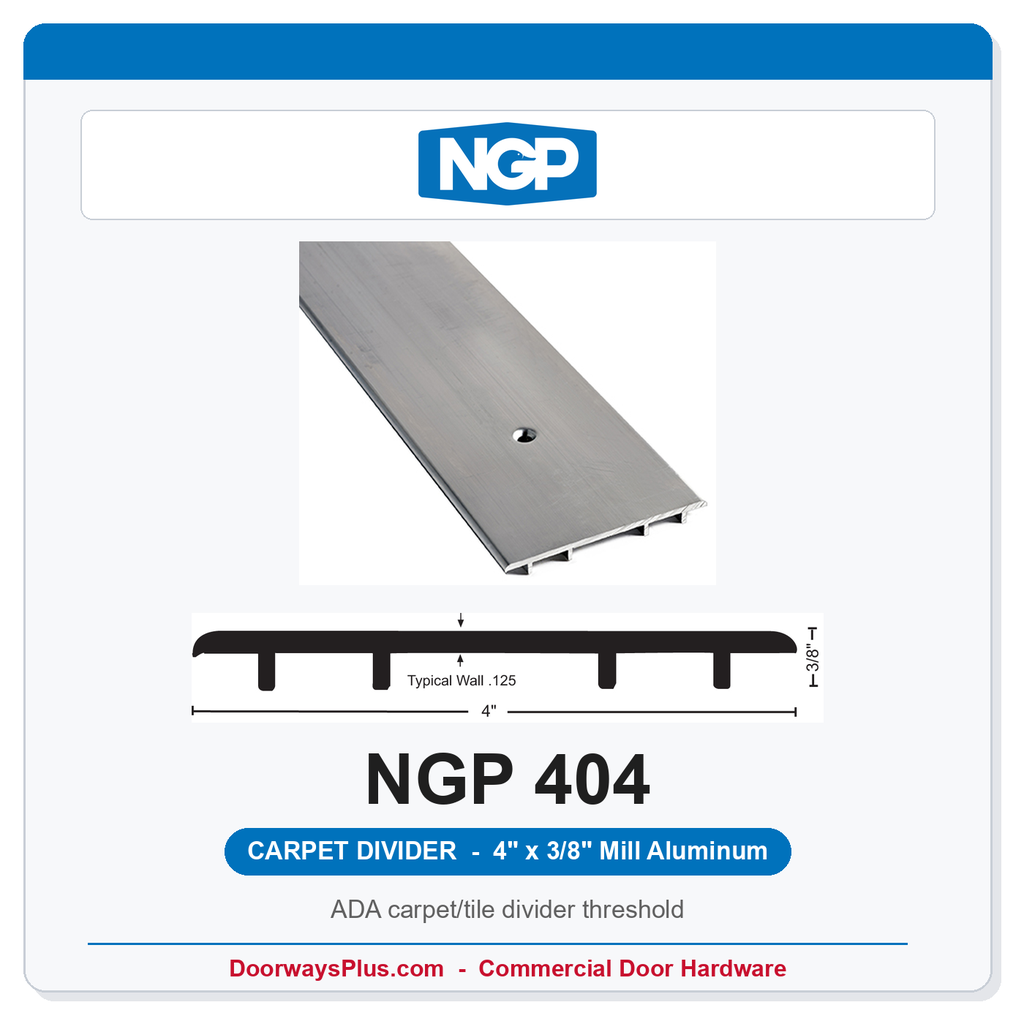NGP 404 Carpet Divider Threshold 4" x 3/8" Mill Aluminum | National Guard Products