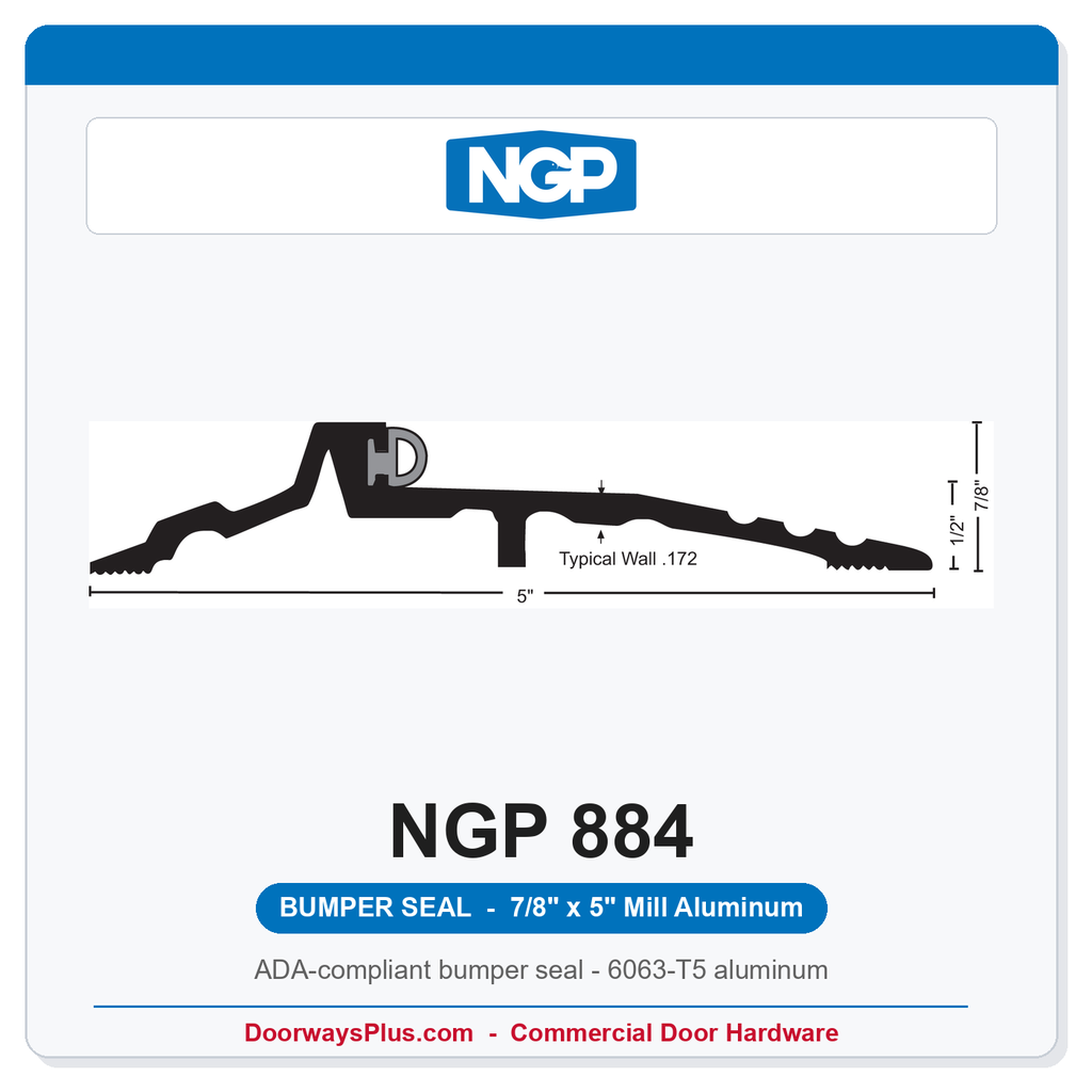 NGP 884 Bumper Seal Threshold 5" x 7/8" Aluminum | National Guard