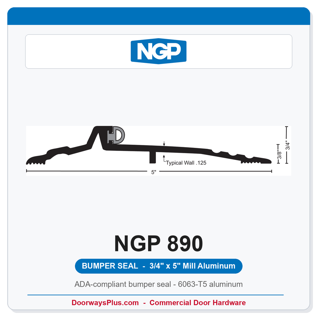 NGP 890 Bumper Seal Threshold 5" x 3/4" Aluminum | National Guard