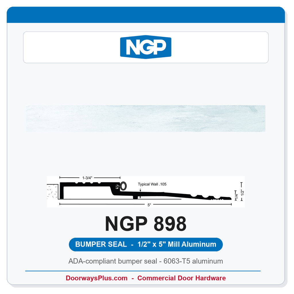 NGP 898 Bumper Seal Threshold 5" x 1/2" Aluminum | National Guard