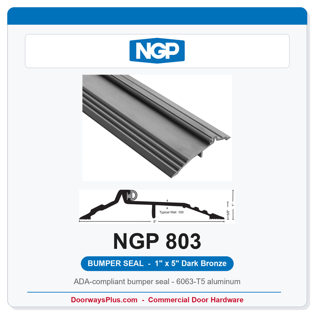 NGP 803 Bumper Seal Threshold 5" x 1" Dark Bronze | National Guard