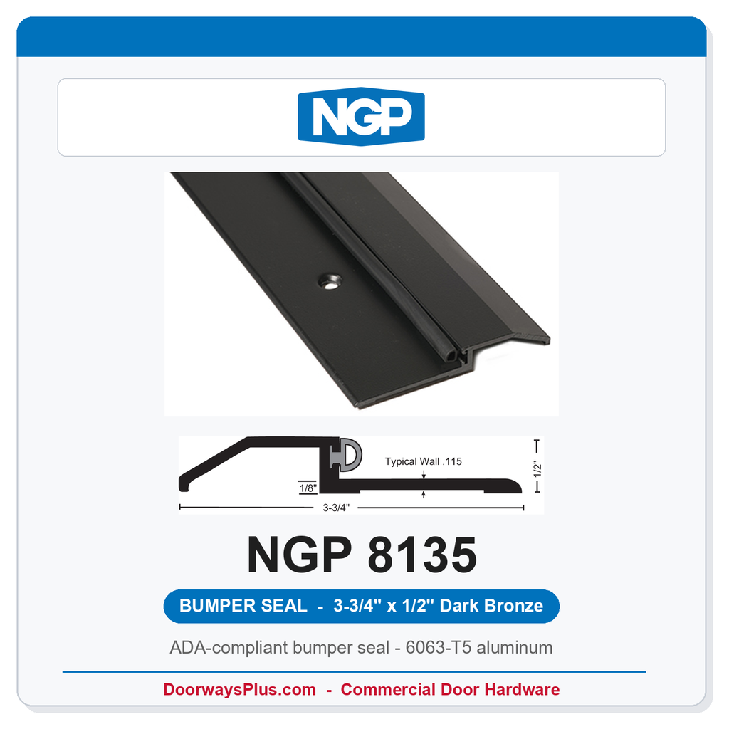 NGP 8135 Bumper Seal Threshold 3-3/4" x 1/2" Dark Bronze | National Guard