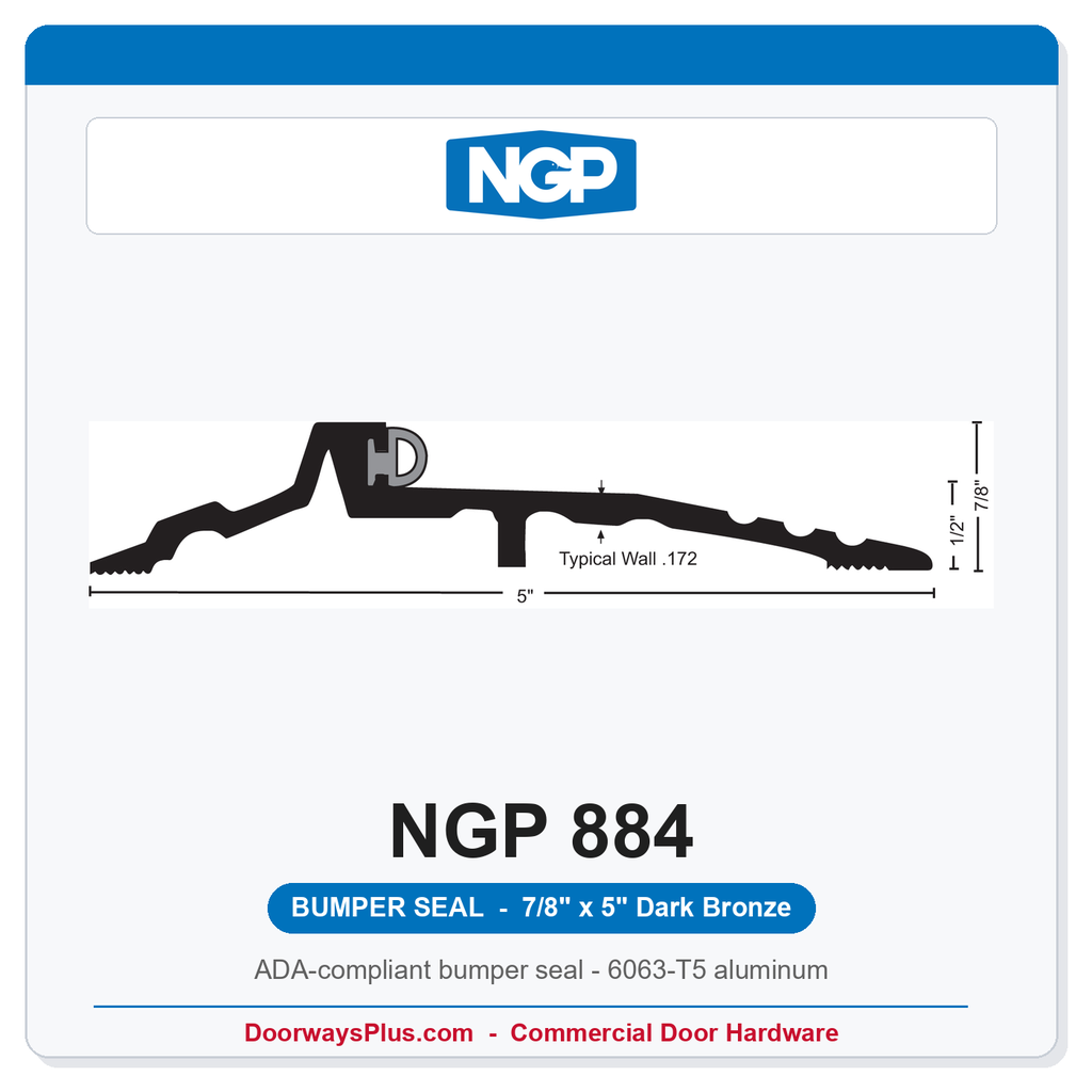 NGP 884 Bumper Seal Threshold 5" x 7/8" Dark Bronze | National Guard