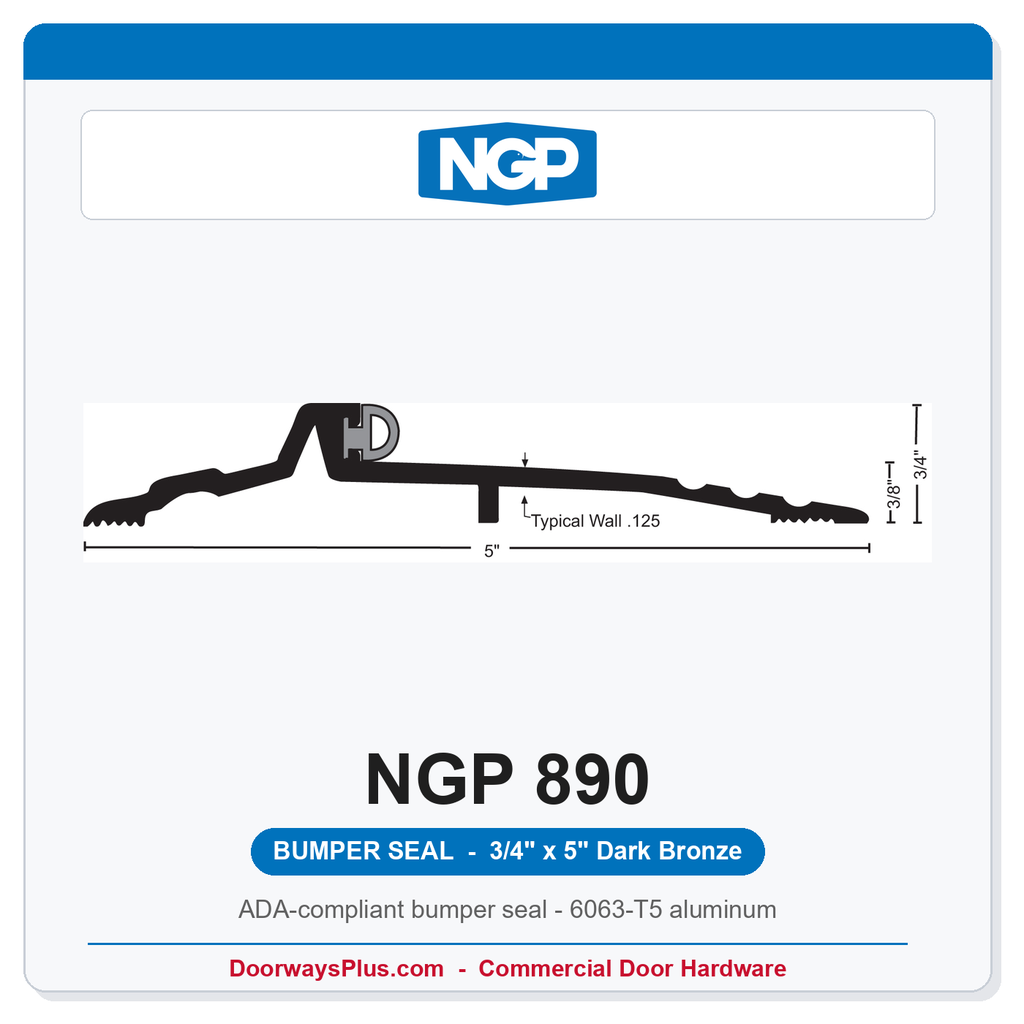 NGP 890 Bumper Seal Threshold 5" x 3/4" Dark Bronze | National Guard