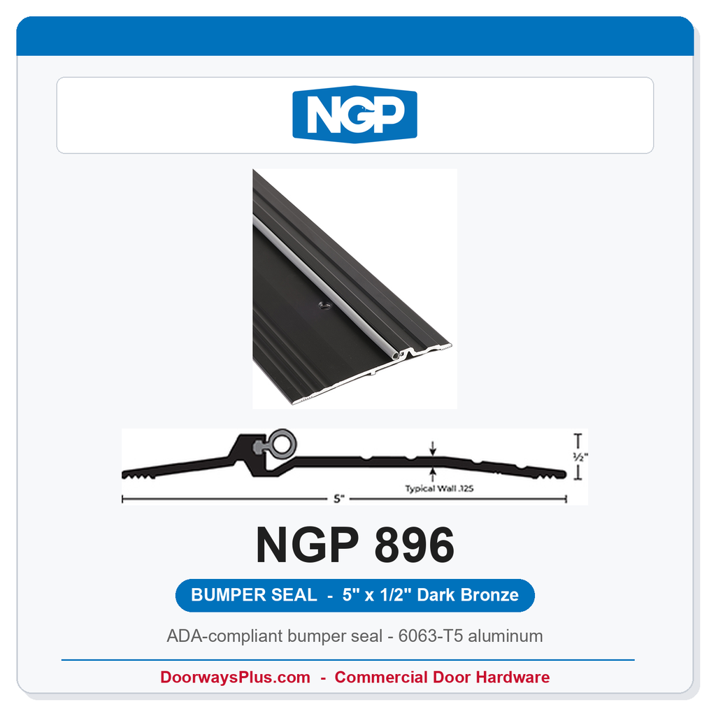 NGP 896 Bumper Seal Threshold 5" x 1/2" Dark Bronze | National Guard