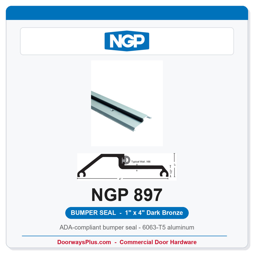 NGP 897 Bumper Seal Threshold 4" x 1" Dark Bronze | National Guard