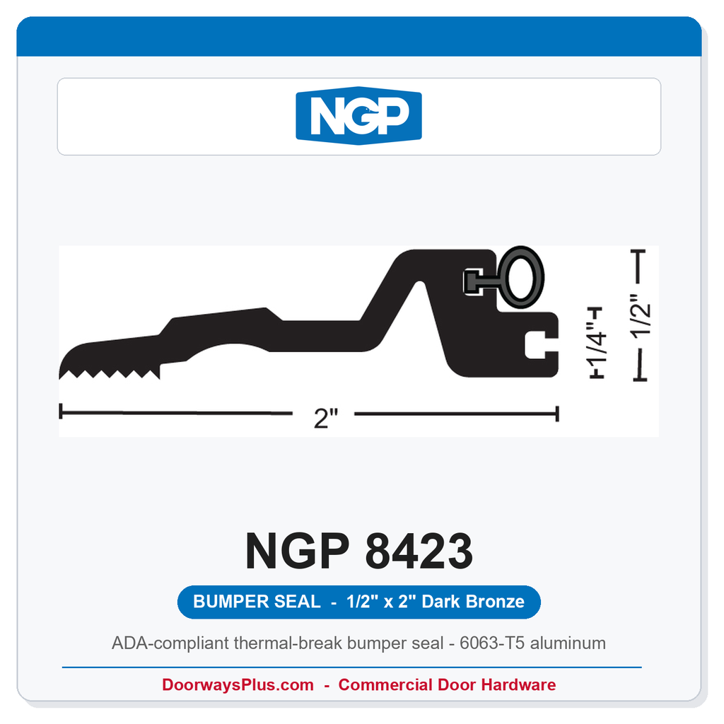 NGP 8423 Bumper Seal Threshold 2" x 1/2" Dark Bronze | National Guard