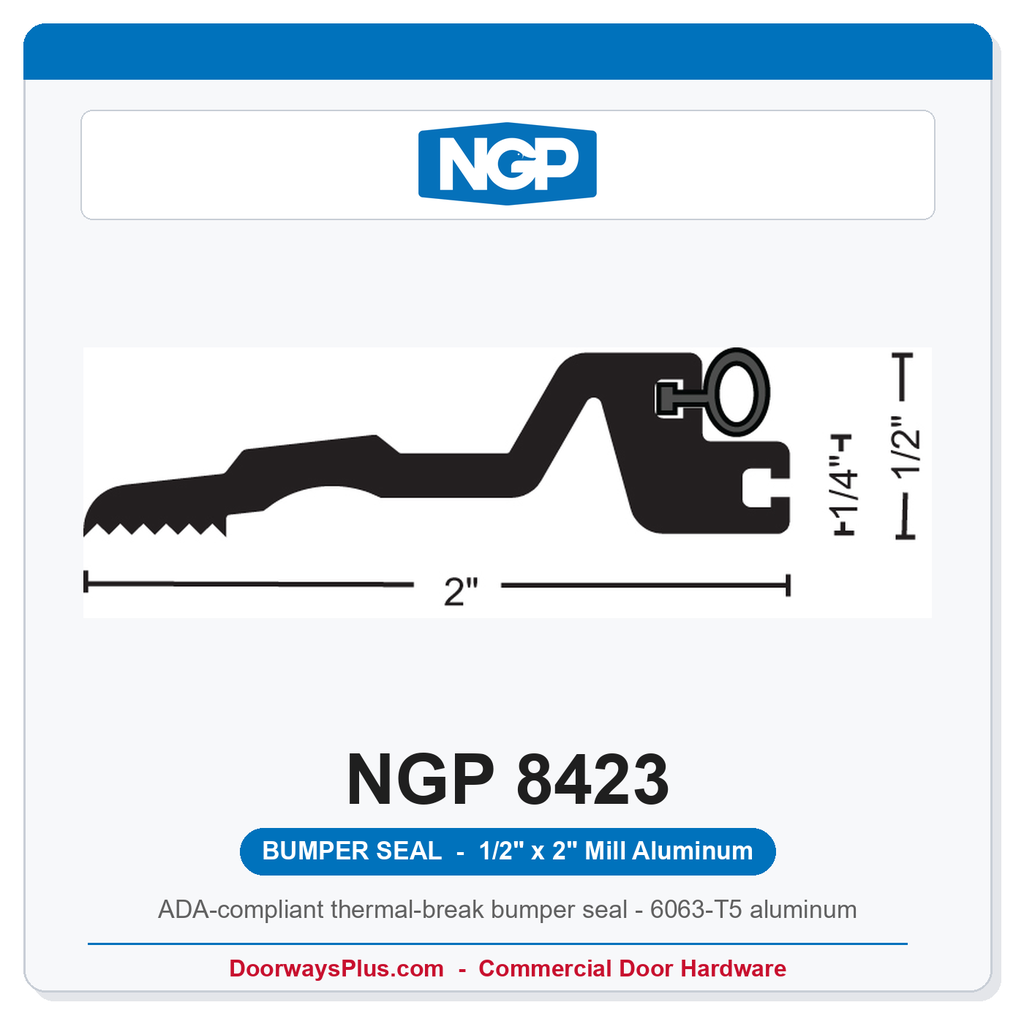 NGP 8423 Bumper Seal Threshold 2" x 1/2" Aluminum | National Guard