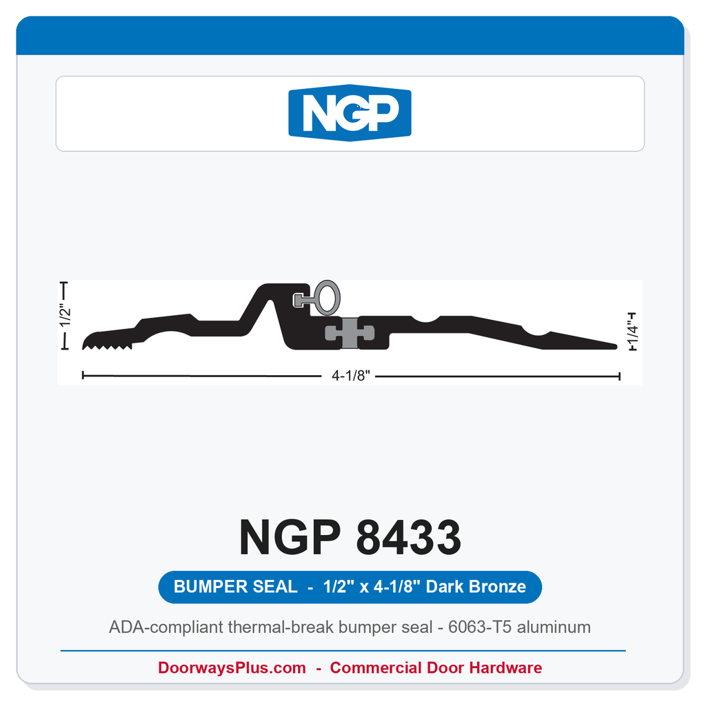 NGP 8433 Bumper Seal Threshold 4-1/8" x 1/2" Dark Bronze | National Guard