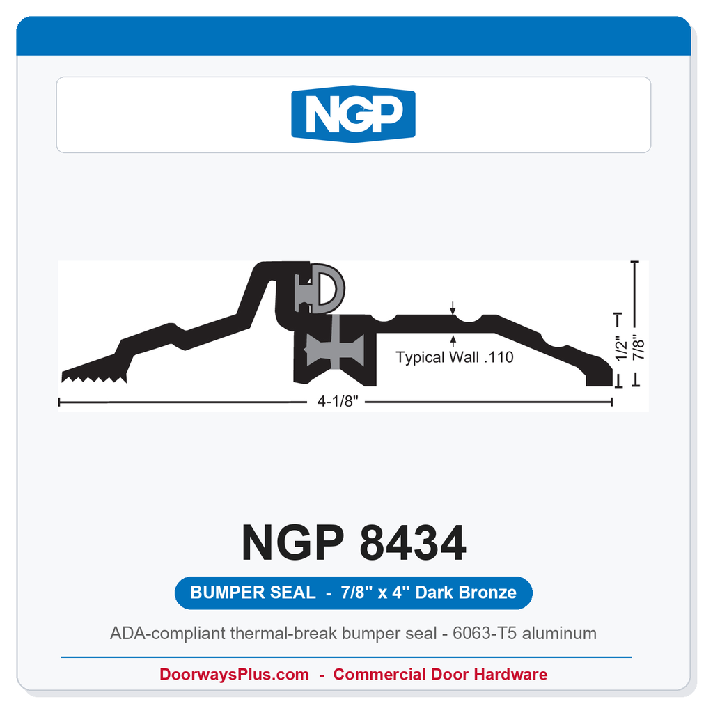 NGP 8434 Bumper Seal Threshold 4" x 7/8" Dark Bronze | National Guard