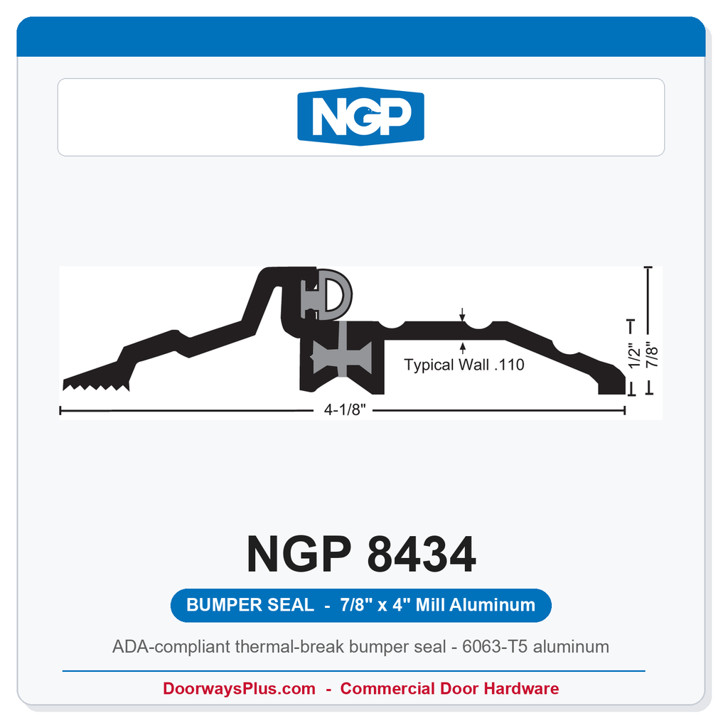 NGP 8434 Bumper Seal Threshold 4" x 7/8" Aluminum | National Guard