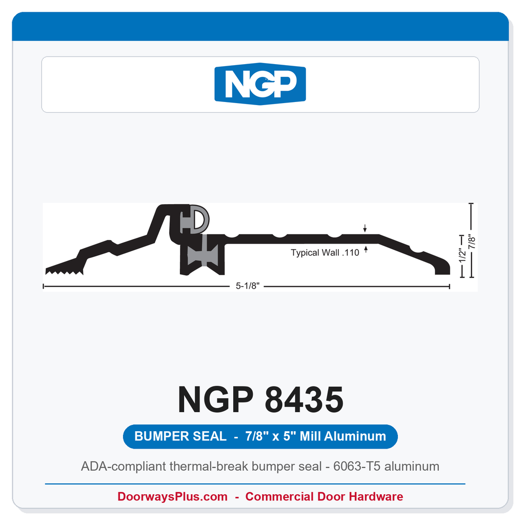 NGP 8435 Bumper Seal Threshold 5" x 7/8" Aluminum | National Guard