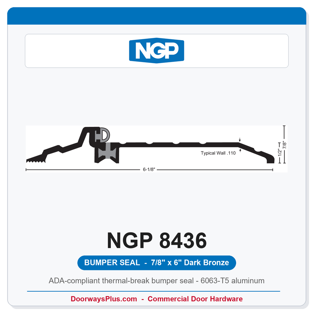 NGP 8436 Bumper Seal Threshold 6" x 7/8" Dark Bronze | National Guard