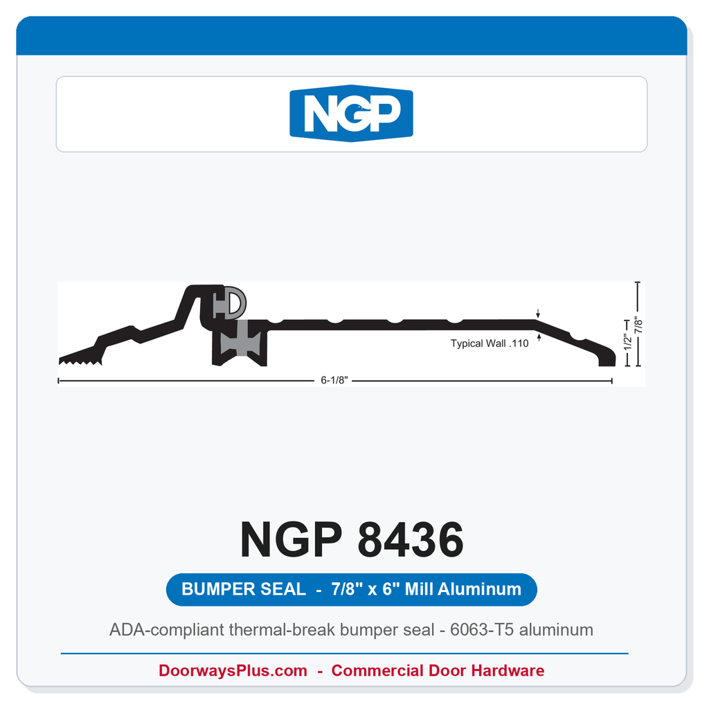 NGP 8436 Bumper Seal Threshold 6" x 7/8" Aluminum | National Guard