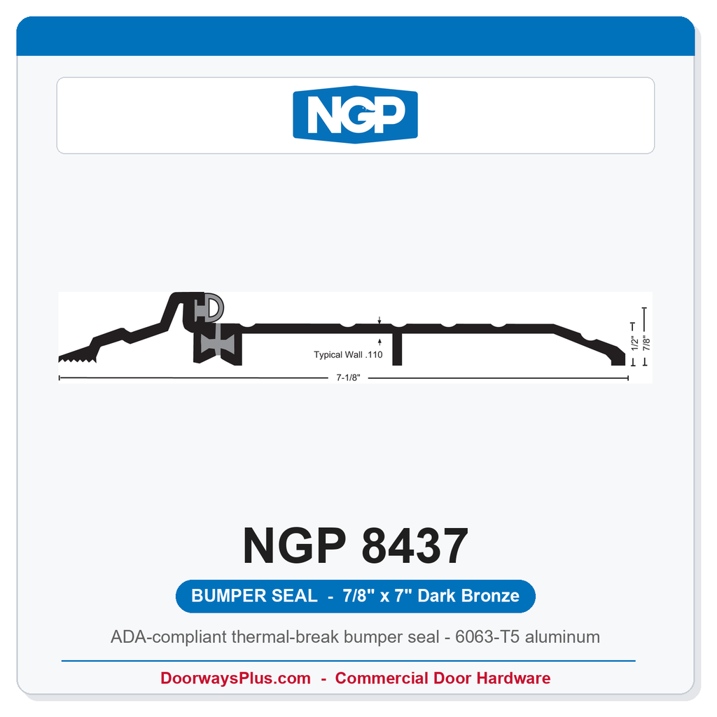 NGP 8437 Bumper Seal Threshold 7" x 7/8" Dark Bronze | National Guard