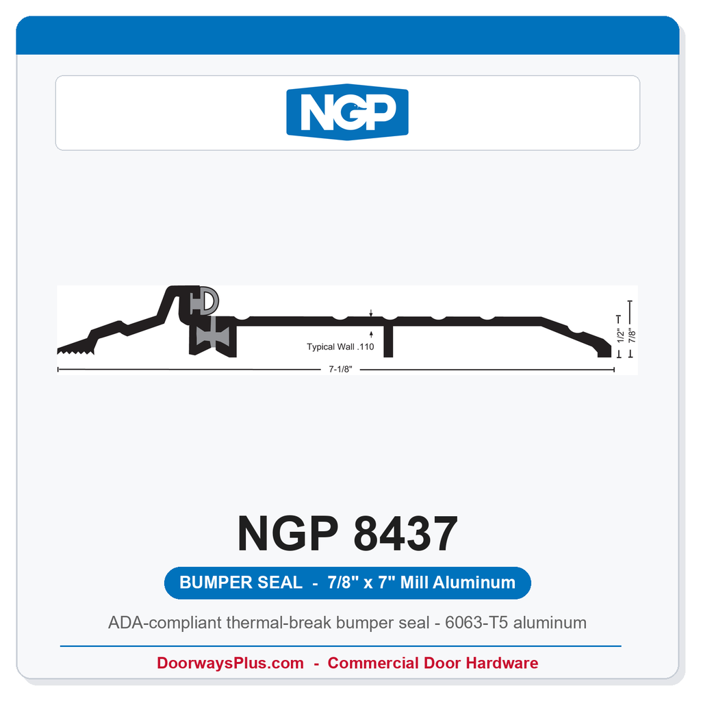 NGP 8437 Bumper Seal Threshold 7" x 7/8" Aluminum | National Guard