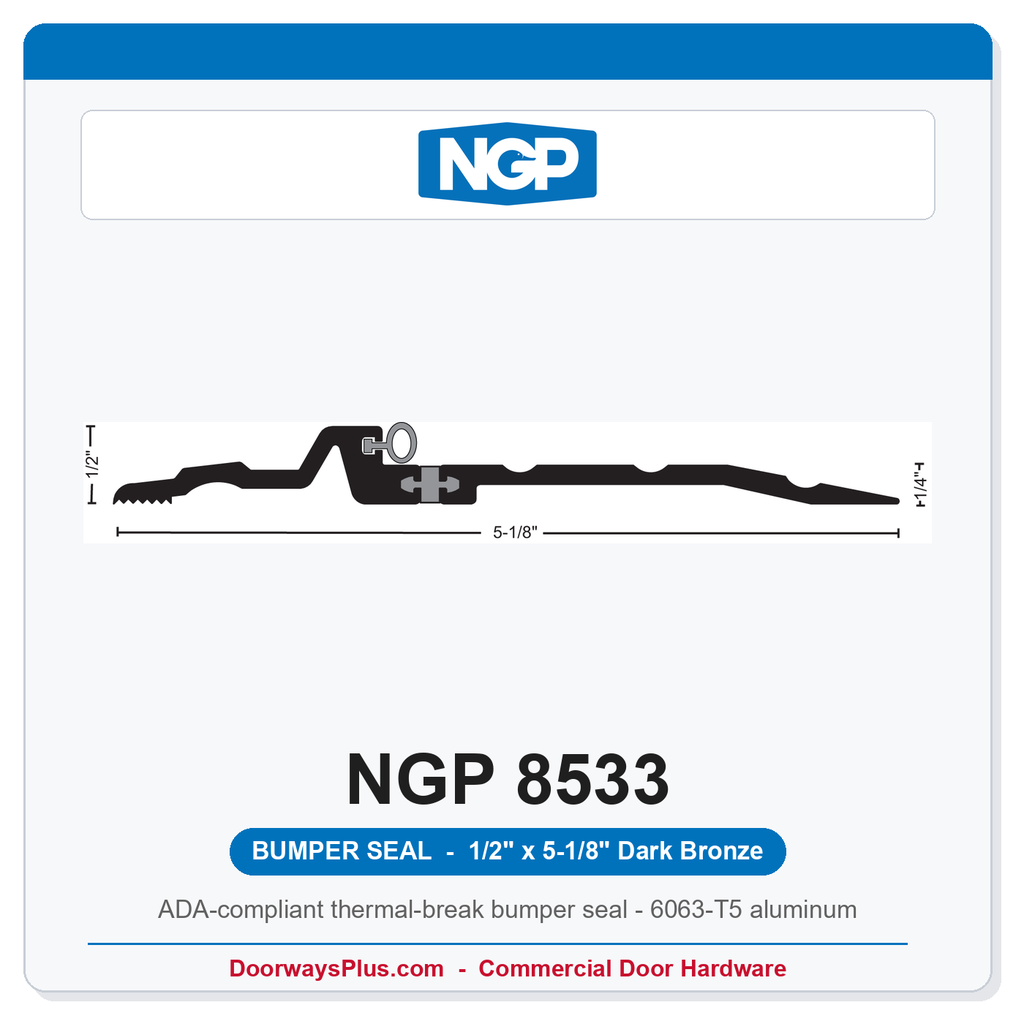 NGP 8533 Bumper Seal Threshold 5-1/8" x 1/2" Dark Bronze | National Guard