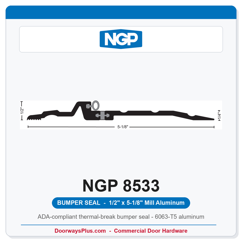 NGP 8533 Bumper Seal Threshold 5-1/8" x 1/2" Aluminum | National Guard